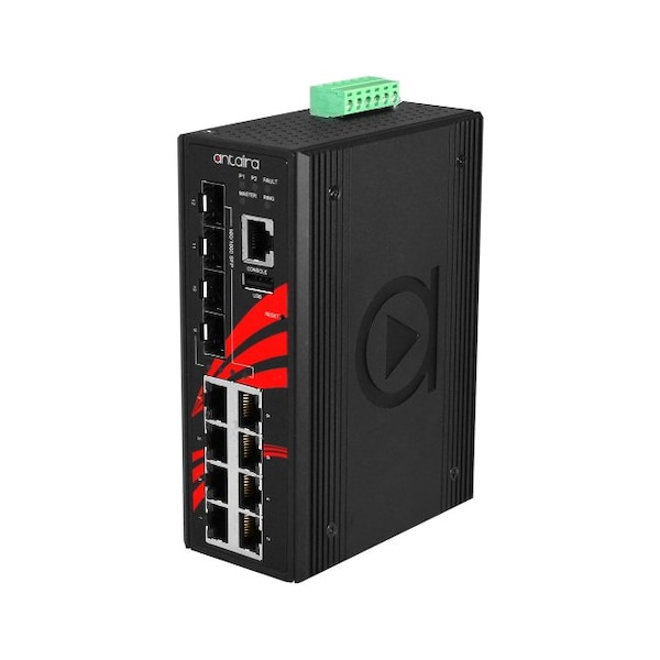 12-Port Industrial Gigabit IEEE 802.3bt PoE+ Light Layer 3 Managed Ethernet Switch